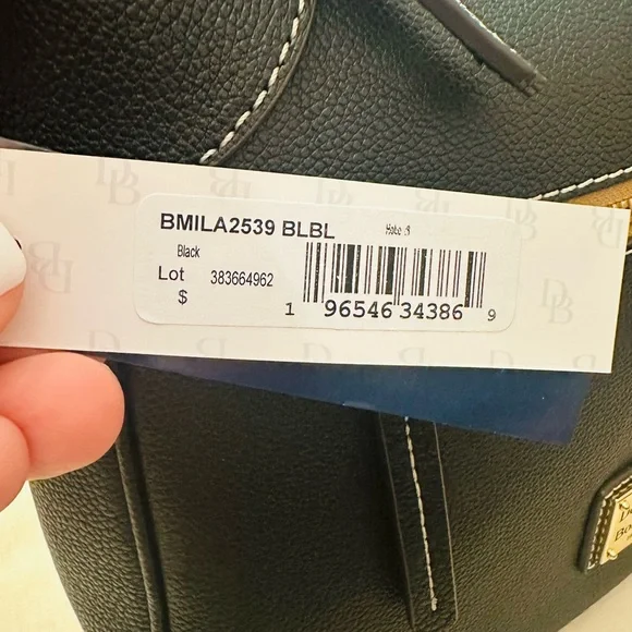 Dooney & Bourke Sorrento Hobo 28 Black Leather Shoulder Bag with Gold Details - Picture 3 of 13